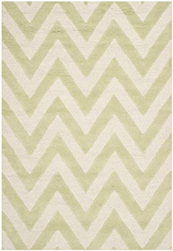 Safavieh Modern Indoor Hand Tufted Rectangle Area Rug, Cambridge Collection, CAM139, in Light Green / Ivory, 122 X 183 cm for Living Room, Bedroom or Any Indoor Space
