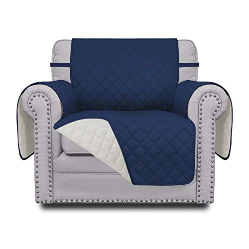 Easy-Going Chair Sofa Slipcover Reversible Sofa Cover Water Resistant Couch Cover Furniture Protector Cover with Elastic Straps for Pets Kids Children Dog Cat (Chair, Navy/Ivory)