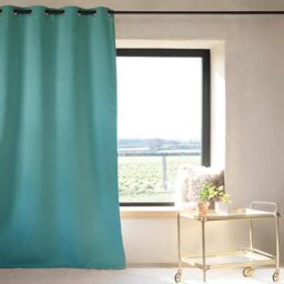 Thermal Blackout Curtain 135 x 260 cm Turquoise 8 Round Eyelets with Reinforcement Strip Ready to Hang