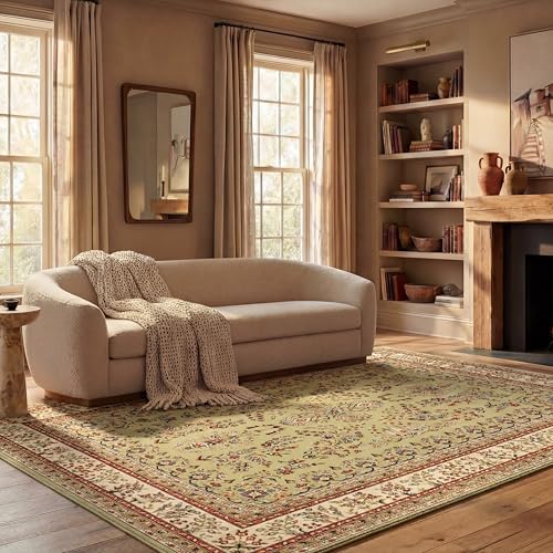 Safavieh Traditional Rug for Living Room, Dining Room, Bedroom - Lyndhurst Collection, Short Pile, in Sage and Ivory, 240 x 300 cm