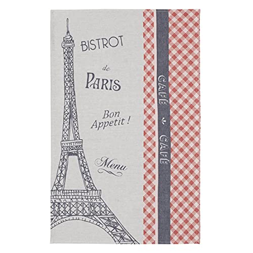 "Coucke French Cotton Jacquard Trocadero Towel, 20"" x 30"", Red, 100% Cotton"