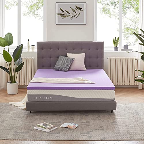 SINWEEK 3.5cm Gel Memory Foam Mattress Cover Vented Soft Mattress Pad, Bed Cover, CertiPUR-US Certified, Queen Size, Purple