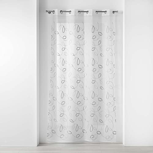 Douceur d'Intérieur, Grey Hoops Eyelet Curtains 140 x 240 cm