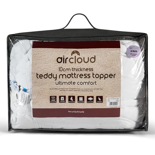 GC GAVENO CAVAILIA Teddy Fleece Mattress Topper Small Double - Extra Thick 10Cm Deep, Breathable Microfiber, Hypoallergenic, Washable, Elasticated Corner Straps, 4ft Mattress Topper (90 X 190 Cm)
