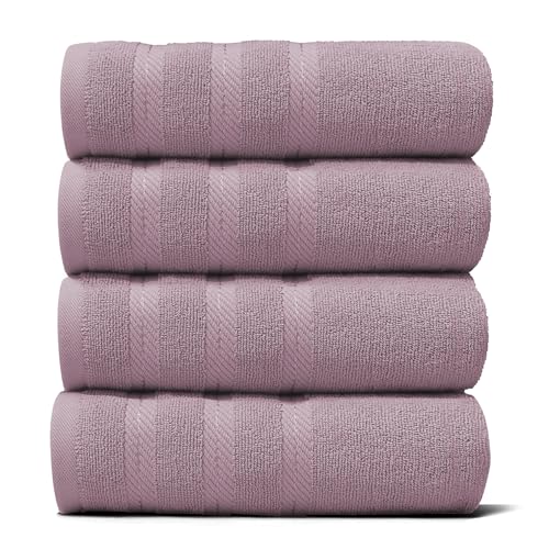 Hearth & Harbor Luxury Hand Towels - 100% Ring Spun Cotton Hand Towels for Bathroom, Shower, Spa, Soft & Absorbent Towels, 4 Piece Set, Dusty Purple