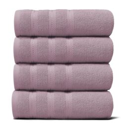 Hearth & Harbor Luxury Hand Towels - 100% Ring Spun Cotton Hand Towels for Bathroom, Shower, Spa, Soft & Absorbent Towels, 4 Piece Set, Dusty Purple