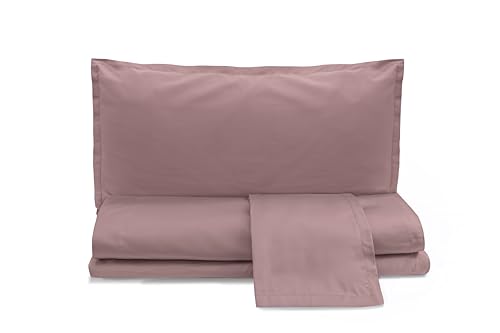 zer0bed, Plain Cotton Satin Double Bed Sheet Set, Antique Pink, 100% Cotton Satin, Top Sheet, Fitted Sheet, Pair of Pillowcases 4 Shuttles