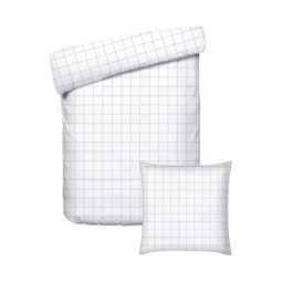 Pure Cotton 2-Piece Single Bed Linen – Duvet Cover 135 x 200 cm and 1 Pillowcase 80 x 80 cm – 100% Cotton Satin, 80 Thread Count – Oeko-TEX Certified – Leana – White and Taupe