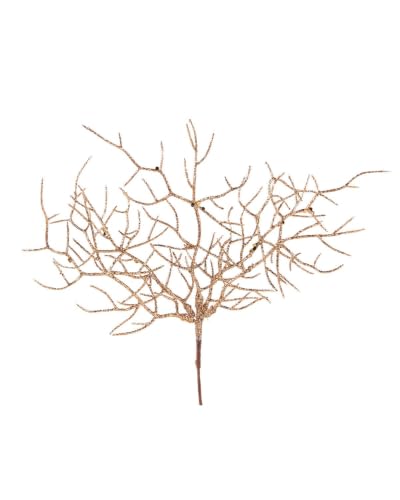 WeRChristmas Rose Gold Glitter Coral Christmas Tree Pick, 27cm - 27cm rose gold glitter coral pick with fine branches for adding sparkle, texture and height to festive displays