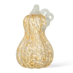 "Glitzhome Fall Glass Pumpkin Decor Hand Blown Glass Pumpkin Table Top Home Decor for Fall Harvest & Thanksgiving Decorating, 8.5"" H, Amber"