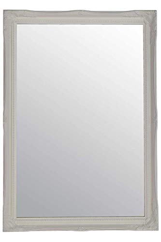 "Large 2"" White Shabby Chic Style Swept Bevelled Overmantle Wall Mirror 34X24"""