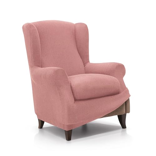 FAVERTI?? Elastic Earmuff Armchair Cover from 70 to 100 cm - Real Model - Pastel Pink - Adjustable Universal Armchair Cover - Quality Protector Jacquard Fabric Cotton Feel