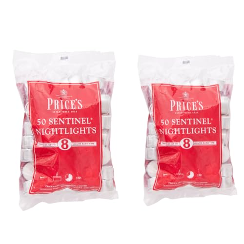 Price's Candles 100 Pack Sentinel Range 8 Hour Tea Lights Unscented Long Burning Tealight Candles for Home Catering Events Relaxation and Everyday Use
