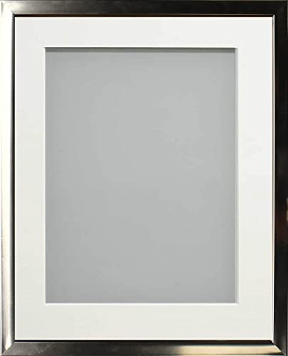 Frame Company Drayton Range Chrome Effect Photo Frame with Off-White Mount, 14x11 for image size A4