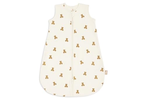 Jollein Jersey Baby Sleeping Bag - 60cm - Little Waffle - Mini Teddy Bear - 95% Cotton 5% Elastane - 0.5 TOG - Summer Baby Sleeping Bag - OEKO-TEX Certified