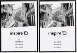 Hampton frames ALUMINIUM Poster Certificate Photo Frame Acrylic (Non Glass) Black A3 (30x42cm) PAAFA3BBLK (Pack of 2)