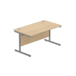 Heavy Duty Rectangular Office Desk, Steel Frame, 120kg Weight Tolerance, 25mm FSC® Top with Modesty Panel – 1400 x 800mm, Canadian Oak