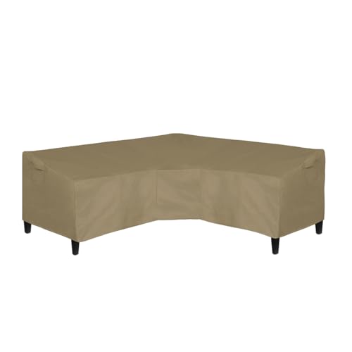 "Easy-Going Patio V-Shaped Sectional Sofa Cover, Waterproof Outdoor Sectional Cover,Heavy Duty Garden Furniture Cover with Air Vent 89"" L (on Each Side) x 33.5"" D x 31"" H, Camel"
