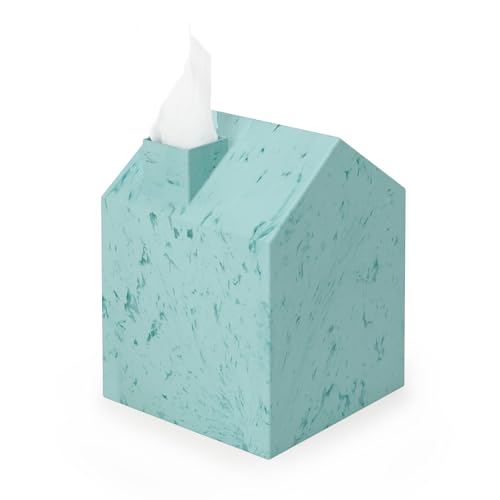 Umbra Casa Tissue Box Cover, Holder for Square Boutique Boxes, Ocean Blue - Easy wipe clean, fits standard cube, bathroom and bedroom, low carbon footprint