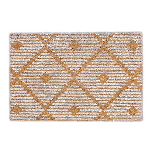 Relaxdays Geometrical Pattern Door mat Doormat Coir Welcome, 40 x 60 cm, Inside & Outside, Non-Slip Wiper, White/Brown