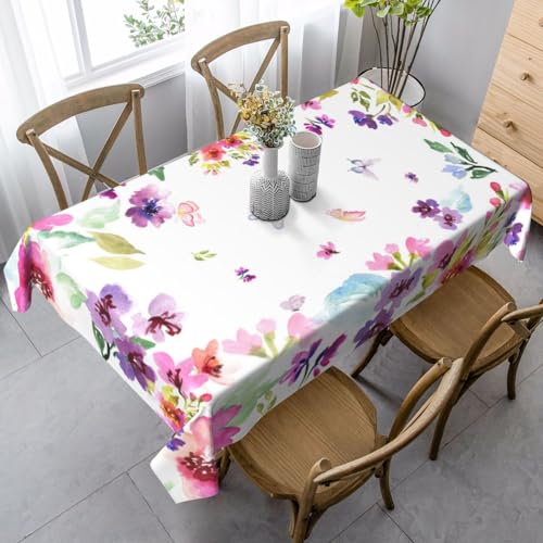 mutakin Flower Rectangle Tablecloth Washable Table Cloth 60x90 Inch Table Cover Waterproof for Decoration Kitchen Dining Room