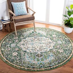 Safavieh Boho Rug for Living Room, Dining Room, Bedroom - Madison Collection, Short Pile, in Green and Turquoise, 160 x 160 cm