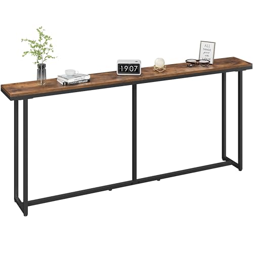 Yaheetech Slim Industrial Console Table, 180 × 20 × 81 cm, Rustic Brown