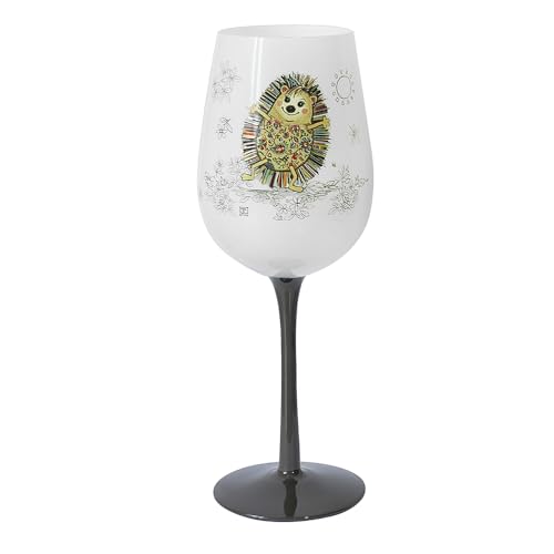 Lesser & Pavey Bug Art Hattie Hedgehog Wine Glass 400ml - Home, Kitchen, Restaurant & Parties, Wine Glassware, Gift For Women, Men, Wedding & Christmas