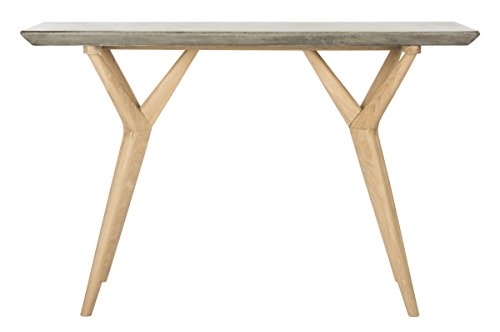 SAFAVIEH Concrete Outdoor Console Table, in Dark Grey, 40 X 120 X 75
