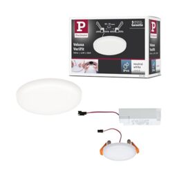 Paulmann 92390 LED Panel recessed luminaire Veluna VariFit IP44 Neutral White 75mm Round incl. 1x4.5 watt Satin Ceiling lamp Plastic 4000 K