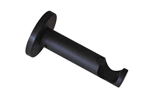 GARDINIA Support with Metal Mounting Plate for Curtain Rod, 1-Track Open, Includes All Mounting Parts, Chicago Series, Diameter 20 mm, Metal, Matt Black