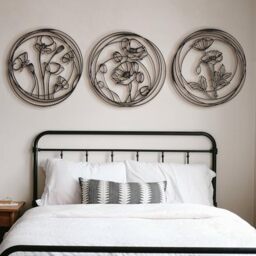 Stylish Black Decorative Metal Wall Accessory, 49 x 49 cm, 100% Steel, 1.5 mm Thickness, Durable & Elegant Design for Home Decor