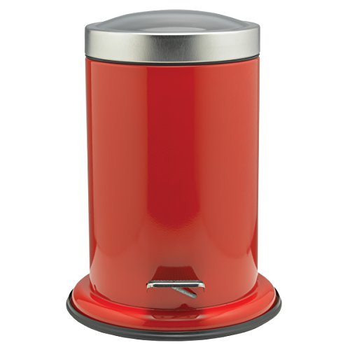Sealskin Acero Pedal Bin, Stainless Steel, Red, 23 x 28.5 x 22.4 cm