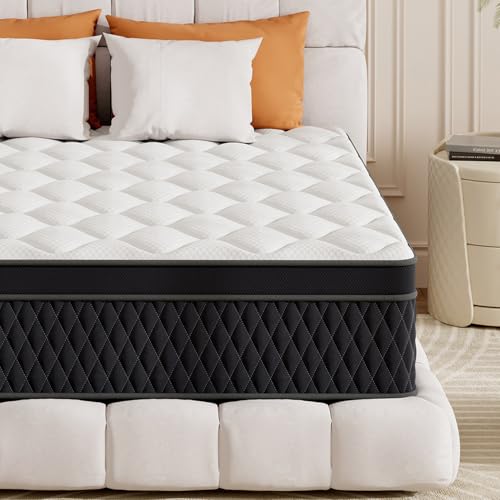 ELEMUSE 10.6 Inch Single Mattress, 3FT Medium Firm Hybrid Mattress with Memory Foam & Pocket Springs, Orthopedic Zoned Support, OEKO-TEX Certified, 90x190x27cm
