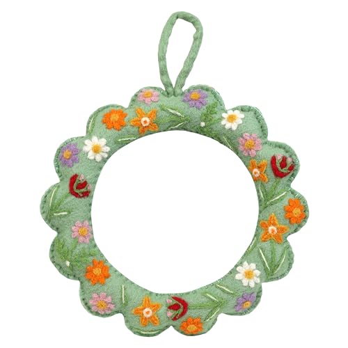 Talking Tables Floral Felt Wreath Sustainable Spring Door Decoration for Easter Celebrations Home Styling Seasonal Displays Indoor Wall Use 22cm