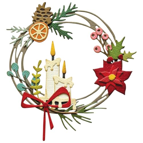 Sizzix Thinlits Die Set, Vault Festive Wreath by Tim Holtz, 14 Cutting Dies