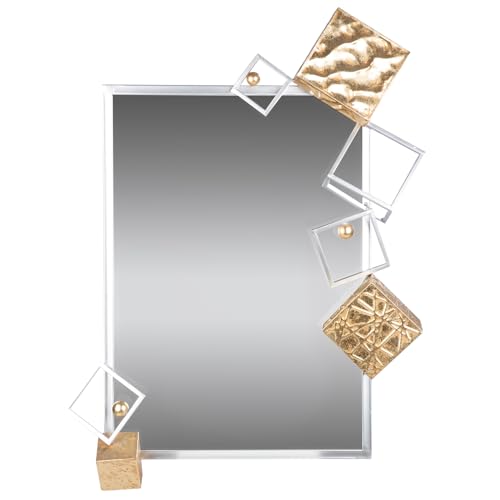 GILDE Rectangular Mirror Cubes Metal Gold/Silver Height 85 cm x Width 64 cm Metallic Look
