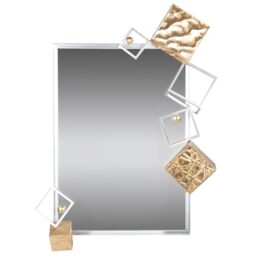 GILDE Rectangular Mirror Cubes Metal Gold/Silver Height 85 cm x Width 64 cm Metallic Look