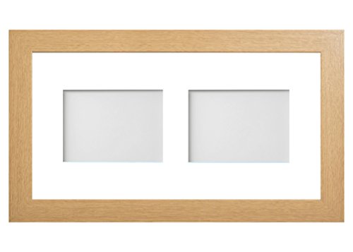 Frame Company Watson Beech Multi-Aperture Photo Frame with Mount, 20x10 for 7x5 (x2 landscape) * Choice of Frame Colour and Mount Design* NEW