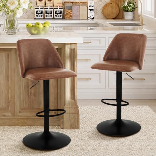 COLAMY Breakfast Bar Stools Set of 2, Modern Swivel Kitchen Stool - Main Image