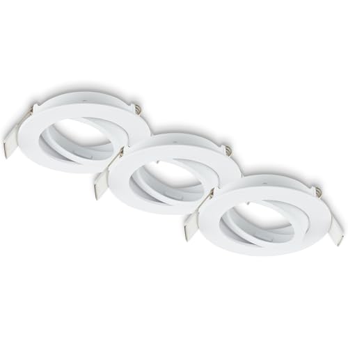 BRILONER Set of 3 LED recessed downlights 230V Flat, Adjustable, GU10, max. 7W, Downlight, Ceiling Spotlight, LED Lights, 68mm Hole Size, 8 x 2.2 cm, White