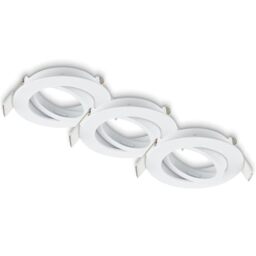 BRILONER Set of 3 LED recessed downlights 230V Flat, Adjustable, GU10, max. 7W, Downlight, Ceiling Spotlight, LED Lights, 68mm Hole Size, 8 x 2.2 cm, White