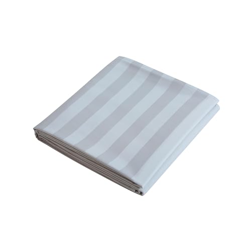 Flat Sheet Only Calking Size, 400 TC 100% Egyptian Cotton Flat Sheet Striped Satin-White Cotton Top Sheet- Wrinkle, Fade, Stain Resistant (Striped-Grey,Calking)
