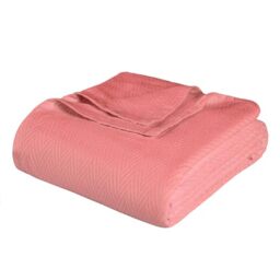 Superior 100% Cotton Blanket Oversized Throw, Woven Blanket for Couch, Bed, Bedding, Farmhouse, Home Essentials, Cute and Cozy Bohemian Blankets, Herringbone Weave, Twin, Coral