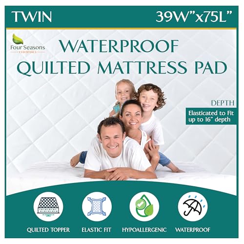 Quilted Waterproof Mattress Protector - Twin
