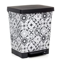 TATAY Cubik Deco Rubbish Bin Kitchen with Pedal 21L - Indoor and Outdoor Use - Fits 20L to 30L Bags - BPA-Free Durable Plastic - 33.5x30x39 cm, Hydraulic