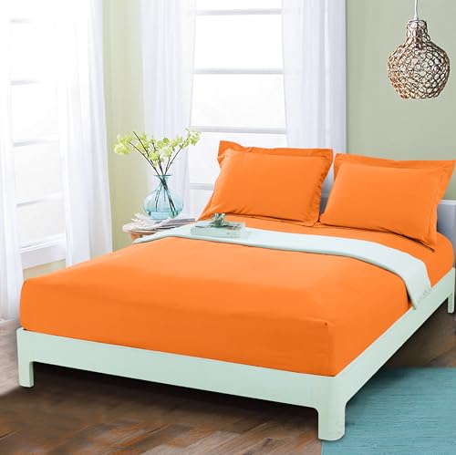 Mocassi Twin Fitted Sheet - Deep Pocket Cooling Sheets up to 16 inch - Hotel Luxury 1800 Premier - Softest Sheets - Wrinkle Resistant - 1 Single Bottom Fitted Sheet, Twin, Orange