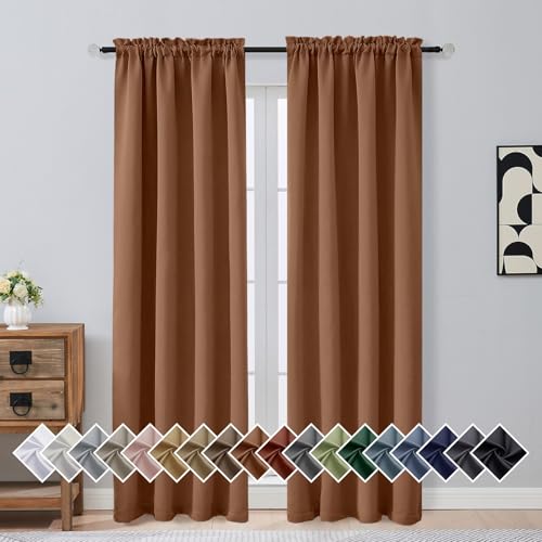 OVZME Sun Baked Blackout Curtains for Bedroom 84 Inch Length 2 Panels, Soft Fabric Thermal Insulated Curtains for Living Room, Dual Rod Pocket Design Modern Window Treatment Drapes, 2x40Wx84L Inches