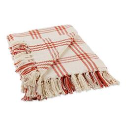DII Farmhouse Plaid Collection Cotton Throw Blanket, 50x60, Vintage Red