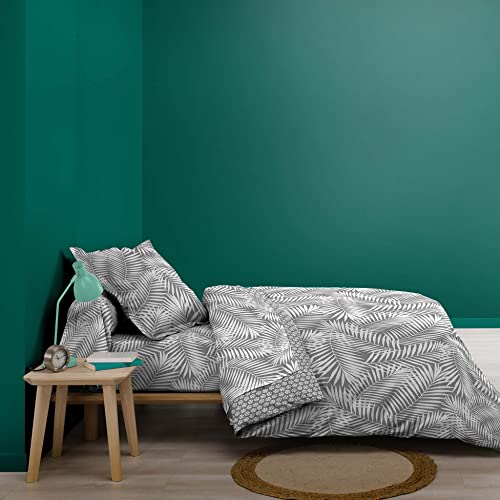 douceur d'intérieur, Single Duvet Cover 140 x 200 cm Grey 100% Cotton Botania